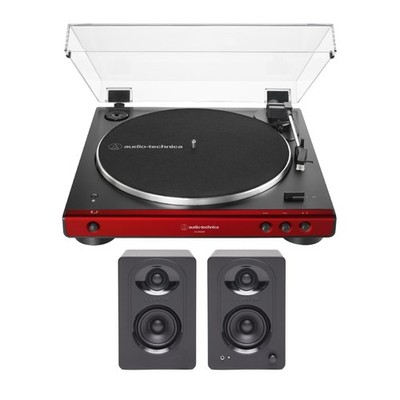 Audio Technica AT-LP60XBT Bluetooth Turntable Red Bookshelf