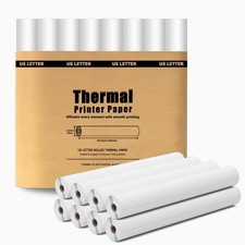 8 Rolls White Thermal Printer Paper 8.5x11 Inch Compatible Portable Rolls