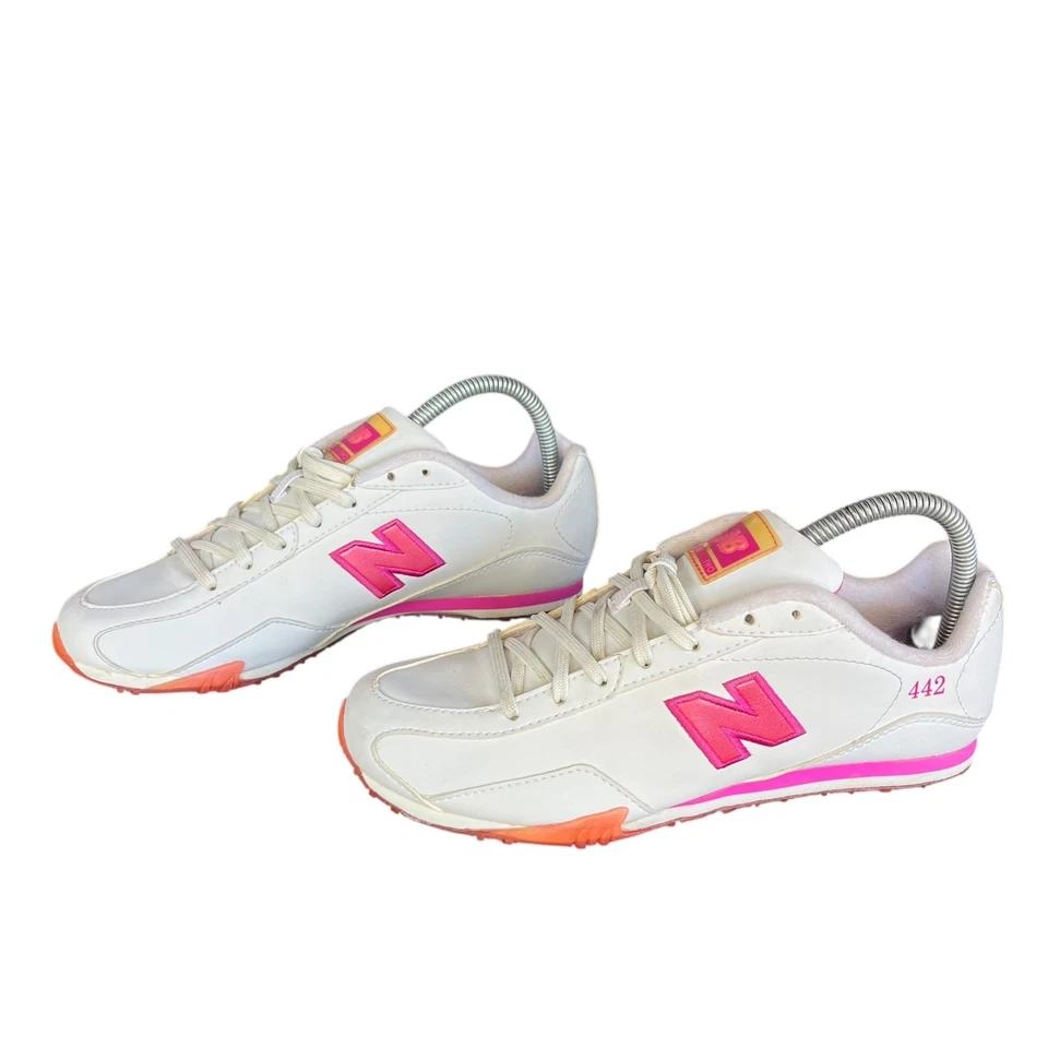 New Balance 442 FourFourTwo Tenis Mujer 8.5 Blanco Rosa Informal Zapatos Retro Foto 3 de 4