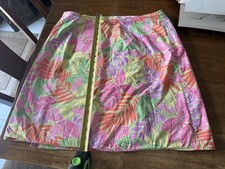 Lilly Pulitzer reversible wrap skirt, patchwork/tropical frog print bottoms up