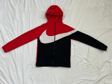 Nike youth XL HBR swoosh zip hoodie in university red, white and black