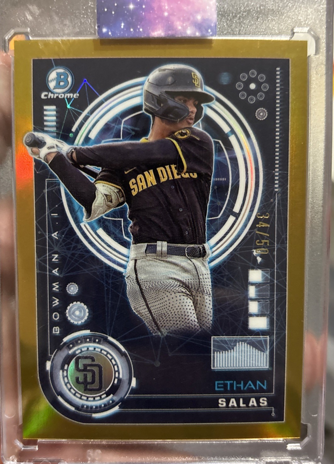 2024 Bowman Chrome Bowman AI Ethan Salas /50 Gold San Diego Padres #BAI-14