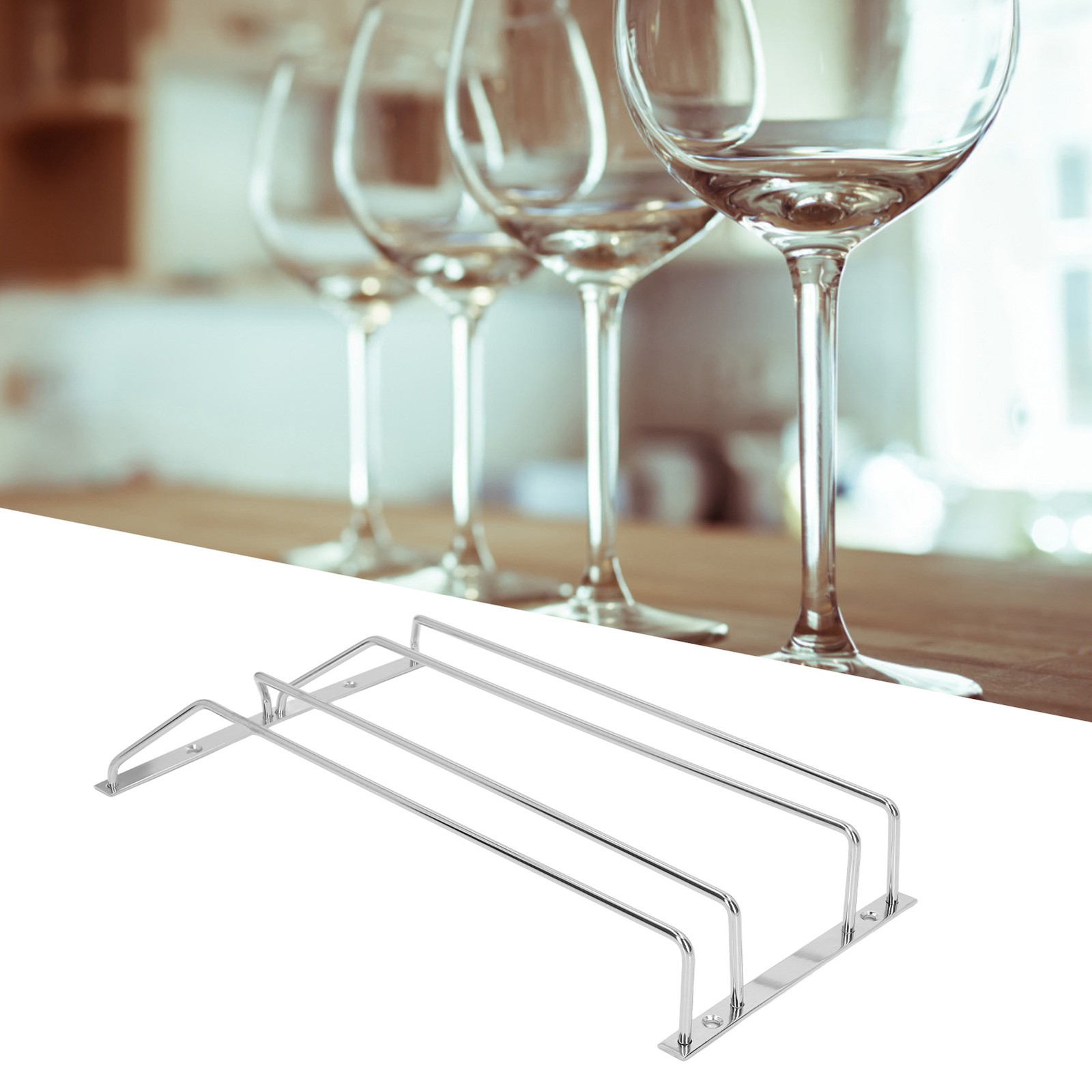 Stainless Steel Double Row Wine Glass Stemware Rack Hanging Stemware Holder Unde