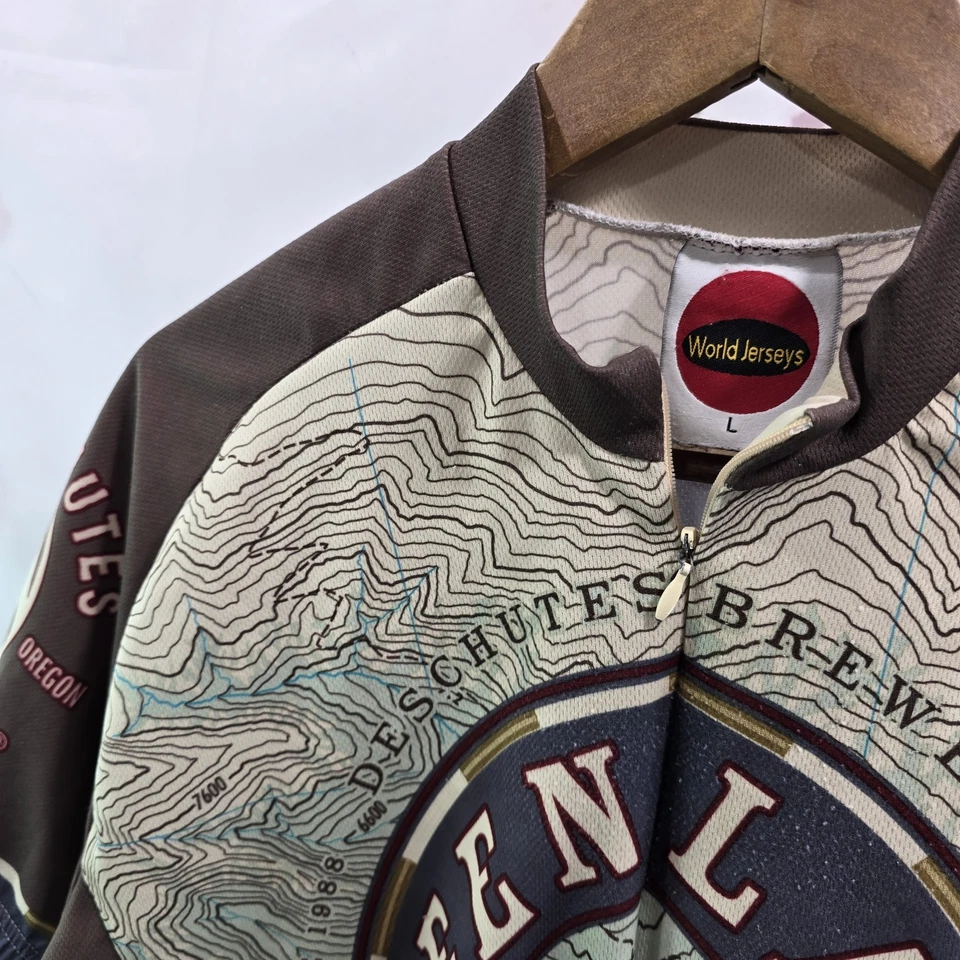 Camiseta deportiva de ciclismo Deschutes Brewery para hombre grandes camisetas de palabra Great Lakes cremallera bicicleta Foto 2 de 4