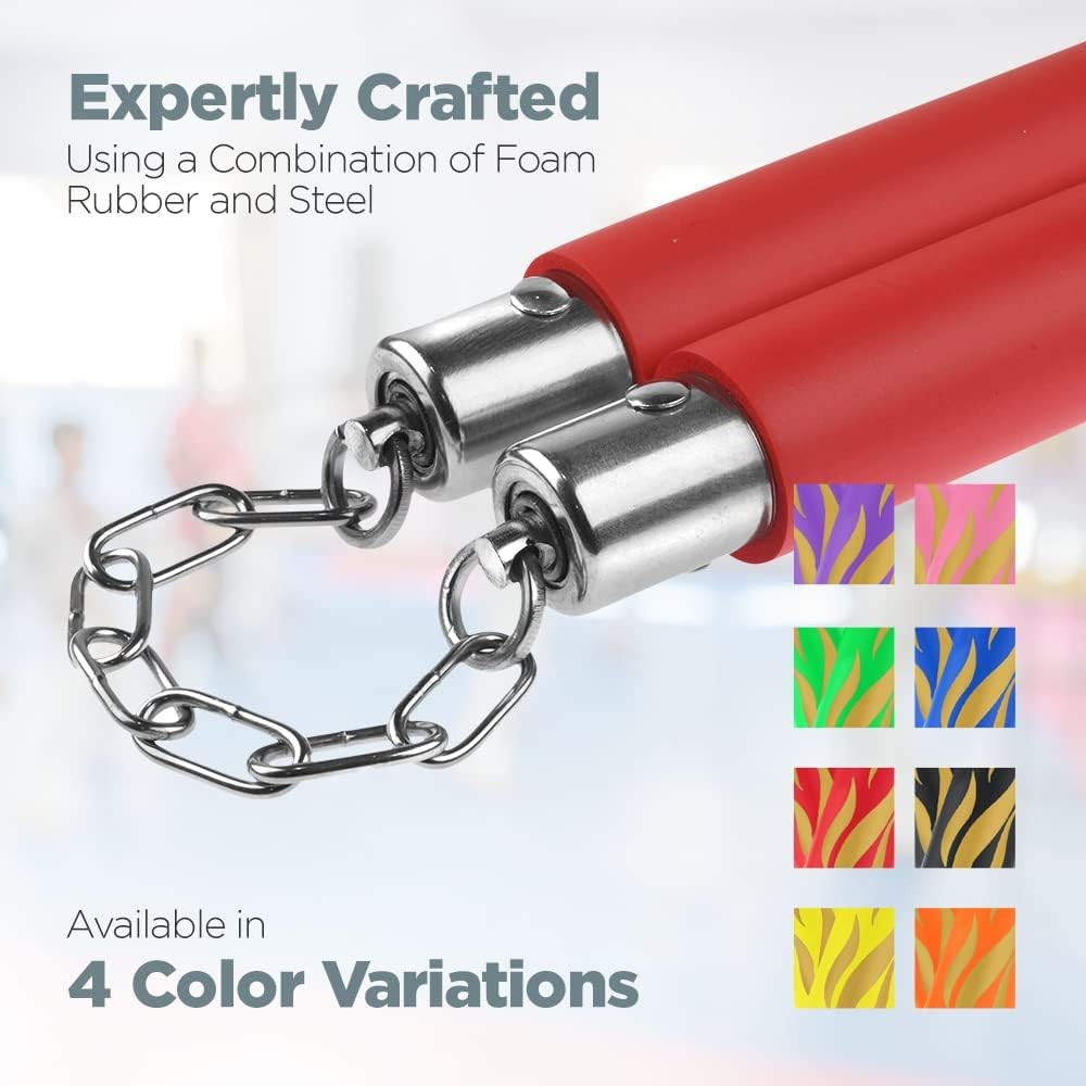 Logest Nunchucks - Pack of 2 with Storage Bag Safe Foam Rubber & Steel Chain Tra