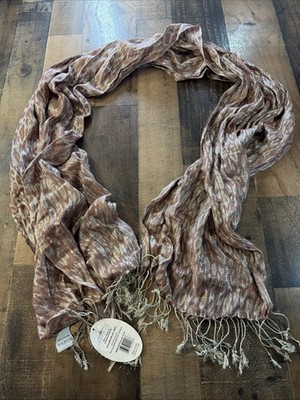Giftcraft Viscose Scarf Wrap Mauve Pink Silver Shimmer Crinkle Fringe Stole 72 