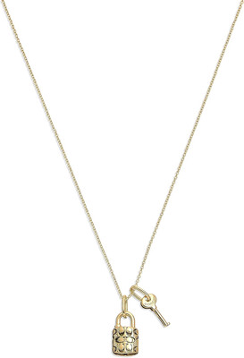 Coach Women's Quilted Padlock & Key Necklace