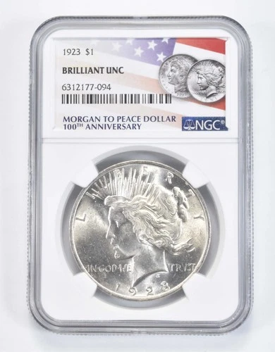 1923 Peace Silver Dollar MS BU Unc NGC Flag 100th Ann Label *6012