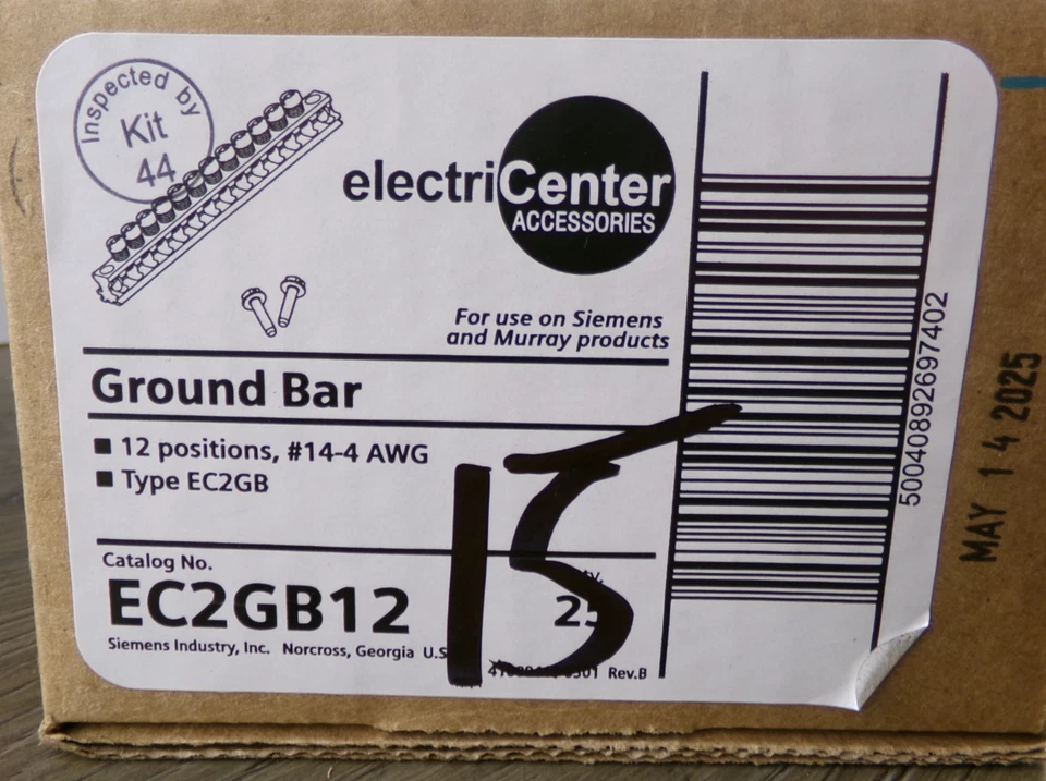 Kit de barra de aterramento Siemens EC2GB12 com 12 posições terminais (pacote com 15) S6 - Imagem 3 de 3