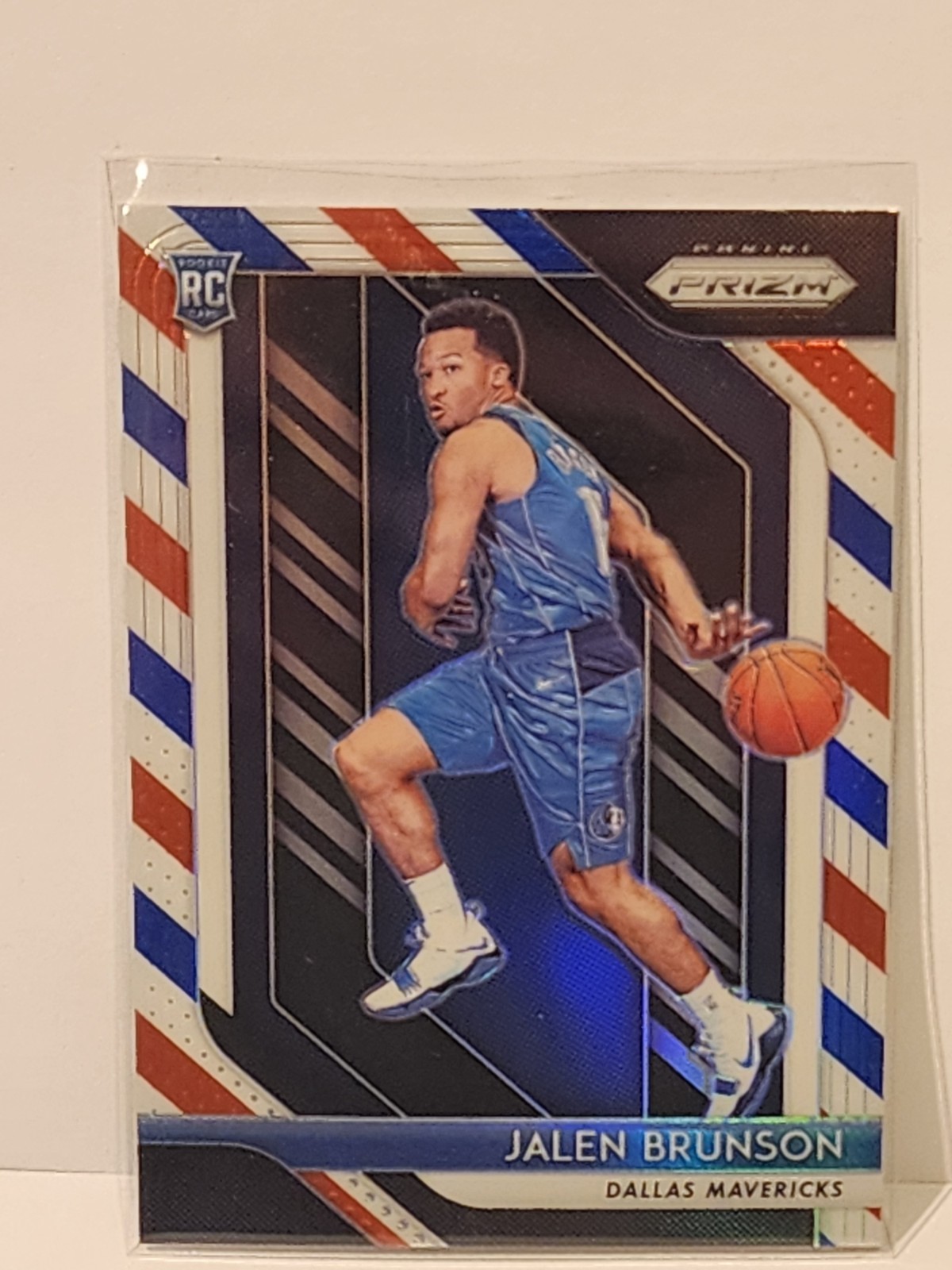 JALEN BRUNSON 2018-19 PANINI PRIZM RED WHITE BLUE RC DALLAS MAVERICKS #250