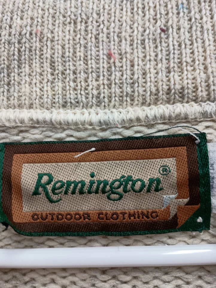 Suéter de Colección Años 90 Remington Para Hombres Talla XL Marfil Mezcla Lana Pesado Henley Gorpcore Foto 4 de 4