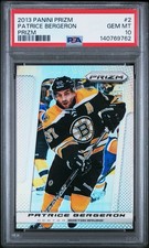 2013 Panini Prizm Patrice Bergeron Silver PSA 10 POP 3!! Boston Bruins