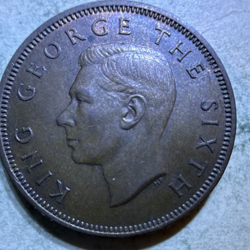 New Zealand 1/2 Penny 1952 King George VI Copper-Nickel BN KM#14