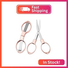 Usaidon Portable Stainless Steel Folding Scissors - 2 Pack Mini Safety Scissors