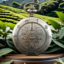 Classic Bronze-Style Imitation Quartz Pocket Watch with Fob Chain
