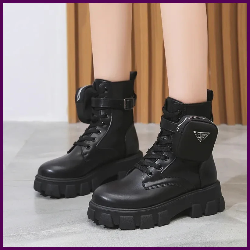 Mujeres Botas Informales Zapatos Nuevos Mujer Cuero Minimalista Clásico Punk Mujer