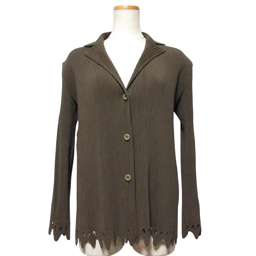 ISSEY MIYAKE Pleated Shirt Jacket IM04FD616 Size 2 Brown Women USED