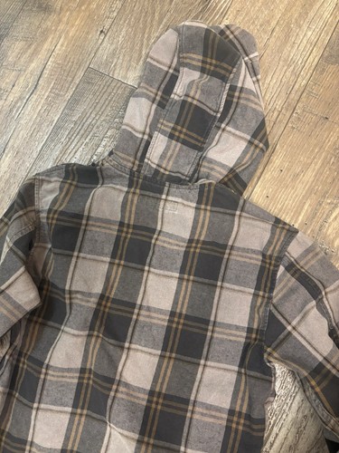 ZARA Size 8 Boys Multicolor Plaid 100% Cotton Hooded Button Up Flannel Shirt - Picture 6 of 6