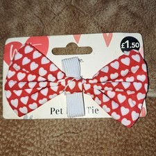 1 GEORGE czerwono-biała muszka z sercem, pies lub kot, NOWA w opakowaniu
