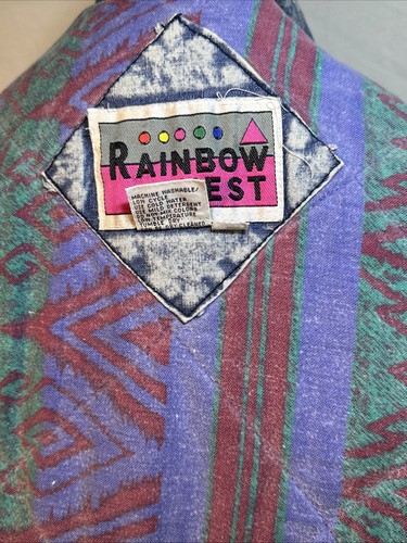 Vintage Rainbow West Denim Bomberjacke Damen LARGE Blau Jeans Retro Floral - Bild 6 von 6