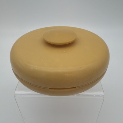 Vintage Amber Celluloid Trinket Box Round Lidded Vanity Jewelry Box
