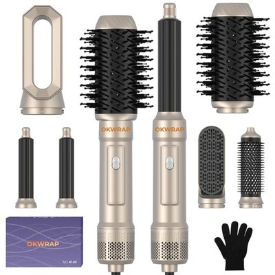 6 in ONE Blow Dryer Brush, Curling Wand Hair Styling Tools Set, Ionic Hot Air