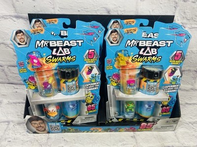Mr Beast Lab Swarms, 5 Pack 1” Figures Lot Of 4 With Display