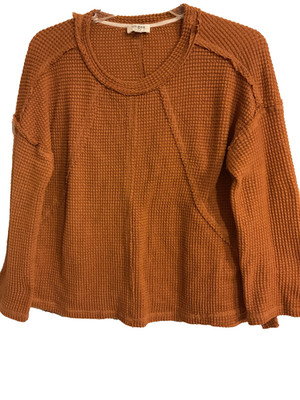NEW:UMGEE WAFFLE KNIT OVERSIZED TOP SZ.M. BROWN 51''C25''L