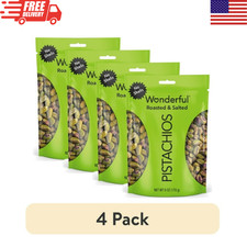 Wonderful Pistachios No Shells Roasted Salted Nuts 6 oz Bag Snack 4 Pack