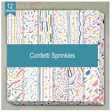 Confetti Sprinkles - Craft Paper - 12 Sheets - 6"x6" -160gsm - Scrapbooking