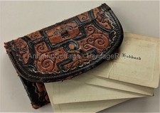 antique LEATHER victorian Mrs HUBBARD Calling Card WALLET 3.25"x2" lancaster pa