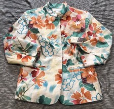 NEW 119 Coldwater Creek Blazer Sz 10 Jacket Linen Blend Embroidered Artsy Boho