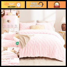 Cozy Blush Pink Fleece King Comforter Set - Super Soft, Warm  Fluffy Bedding, 3