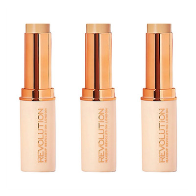 3-Pack Makeup Revolution Fast Base Stick Foundation Full Coverage Cream Shade F9