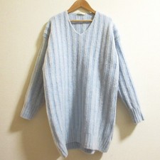Celine Phoebe-era V-neck wide rib knit mini dress, size XS light blue Women USED
