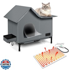 Heated Cat House,Removable Weatherproof Cat Houses for Outdoor Cats with Heat