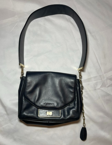 Jil Sander Shoulder Bag 8.5x6x3 Dark Blue w Gold Hardware - *Needs New Closure*