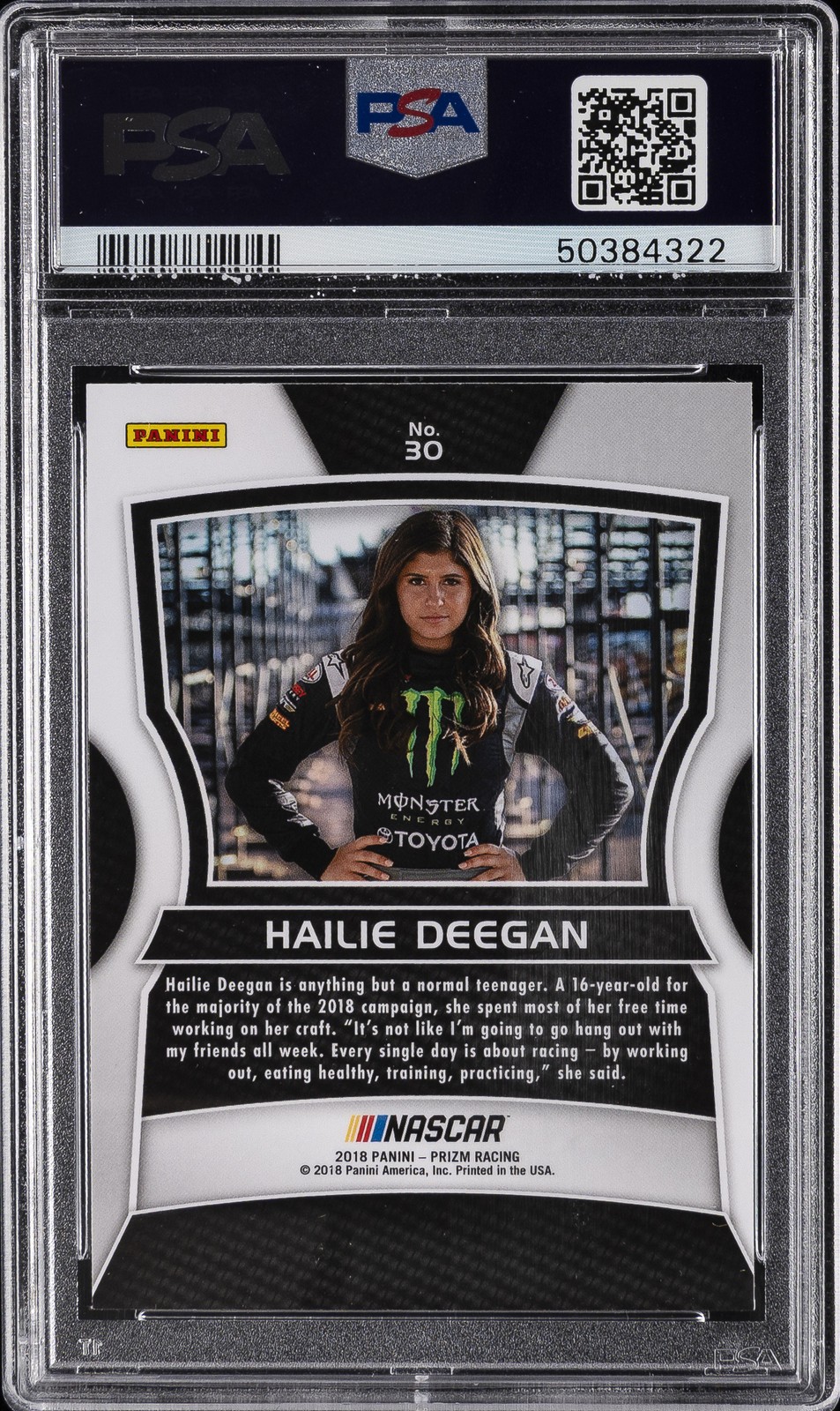 2018 PANINI PRIZM RACING #30 HAILIE DEEGAN ROOKIE RC PSA 10 view 2
