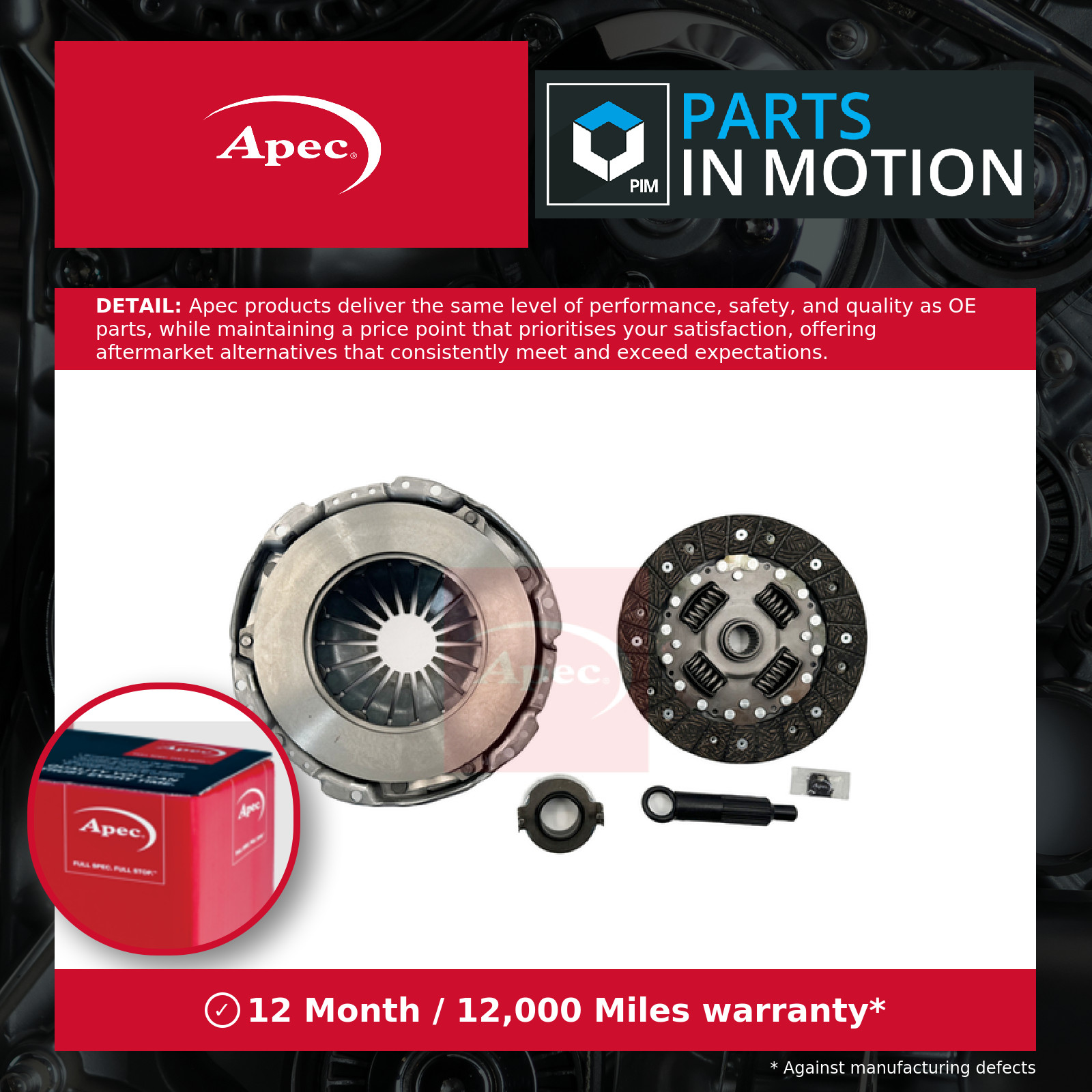 Clutch Kit 3pc (Cover+Plate+Releaser) ACL1298 Apec 22200P30000 22200P30010 New