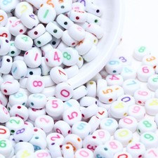 100Pcs Round Flat Number Bead Cube Loose Spacer Beads Handmade Bracelet Access 