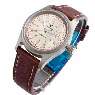 Tandorio Automatic NH35 Ultralight 36mm Diving Titanium Watch Sapphire 3.8 Date