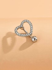 Clear Crystal Heart Love Belly Button Navel Ring Body Jewelry Piercing