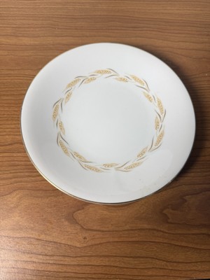 Harmony House Dinner  Plate 10 5/8 Wheat Garland Gold Rim  Japan Set Of 8