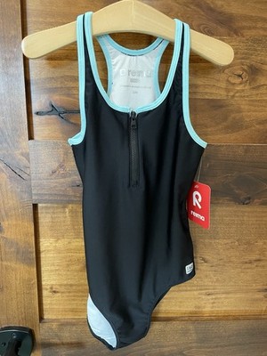 Reima L47158 Girls Black Aruba One-Piece Swimsuit Size 8Y 