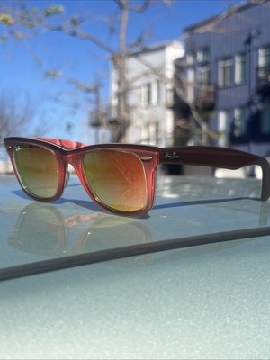 Ray-Ban Wayfarer Burgundy Orange Mirrored RB2140 1200/4W 50  display picture 3
