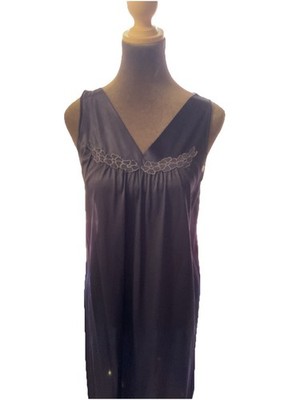 Vintage Vanity Fair Navy Blue Nightgown Slip Dress Sleeveless Size Small