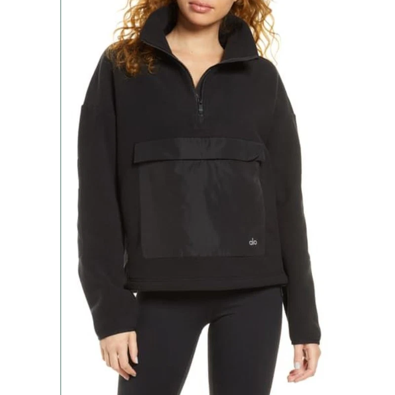 alo-yoga fleece blackcomb pullover jacket