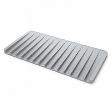 Self-Draining Light Grey Silicone Dish Drying Mat or Trivet for Kitchen Counter