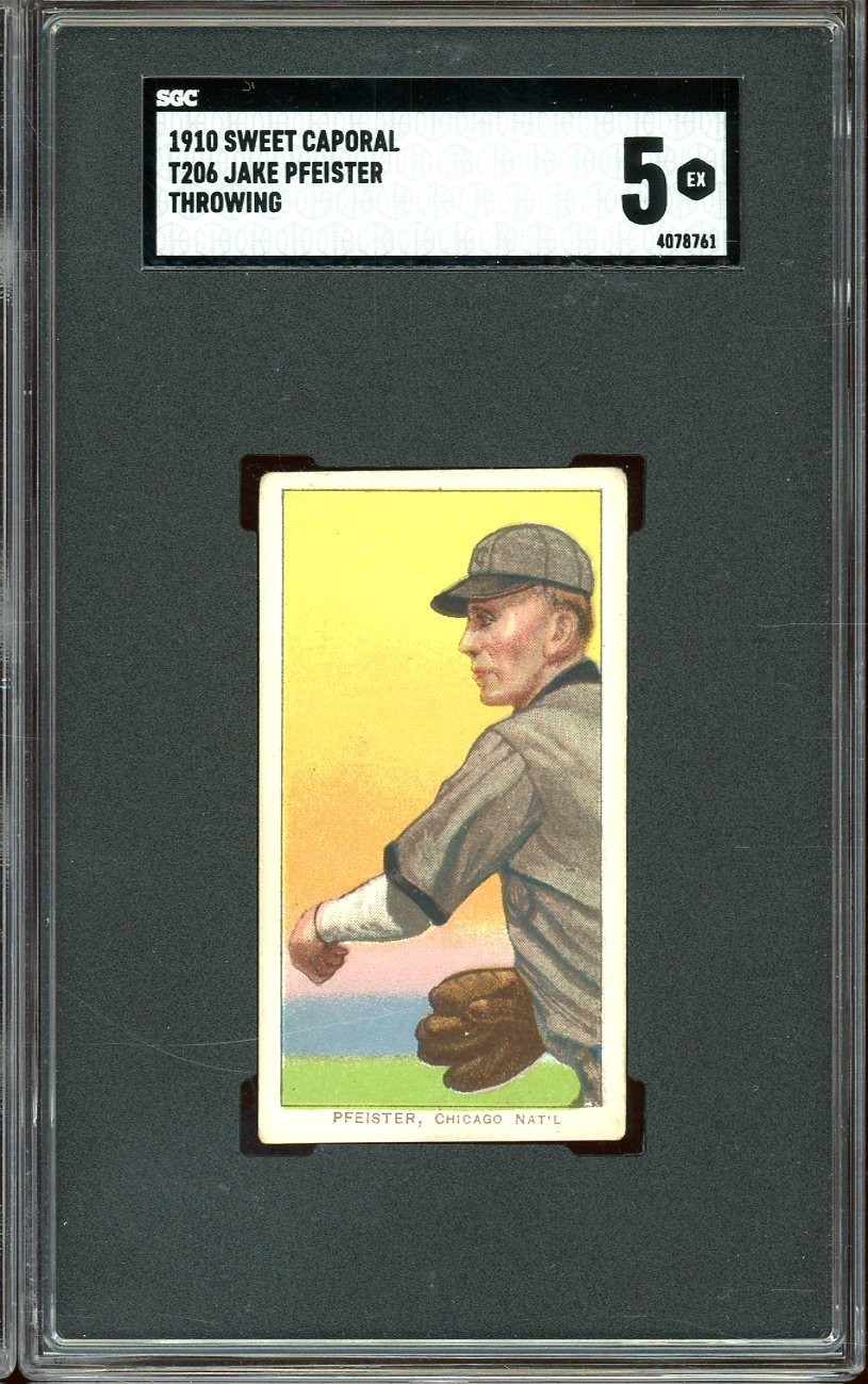 1909-11 T206 Sweet Caporal Baseball Jake Pfeister Throwing SGC 5