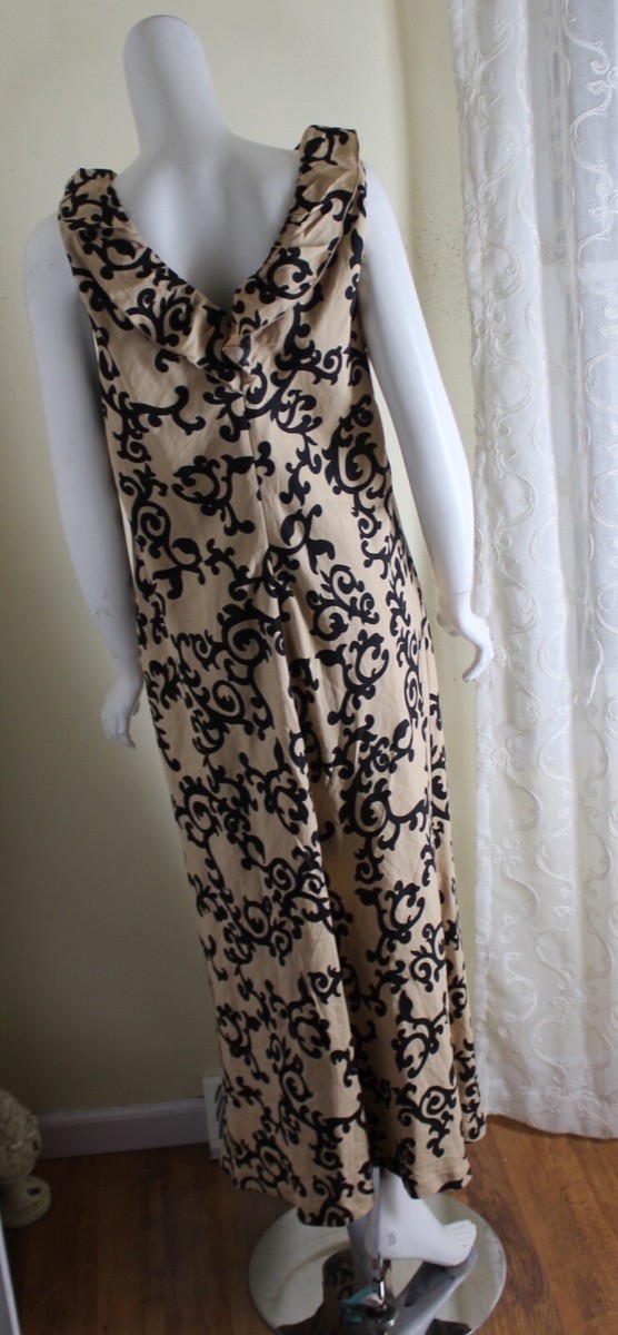 Nina Leonard -Sz 14 Exquisite Long Linen Rayon Floral Art-to